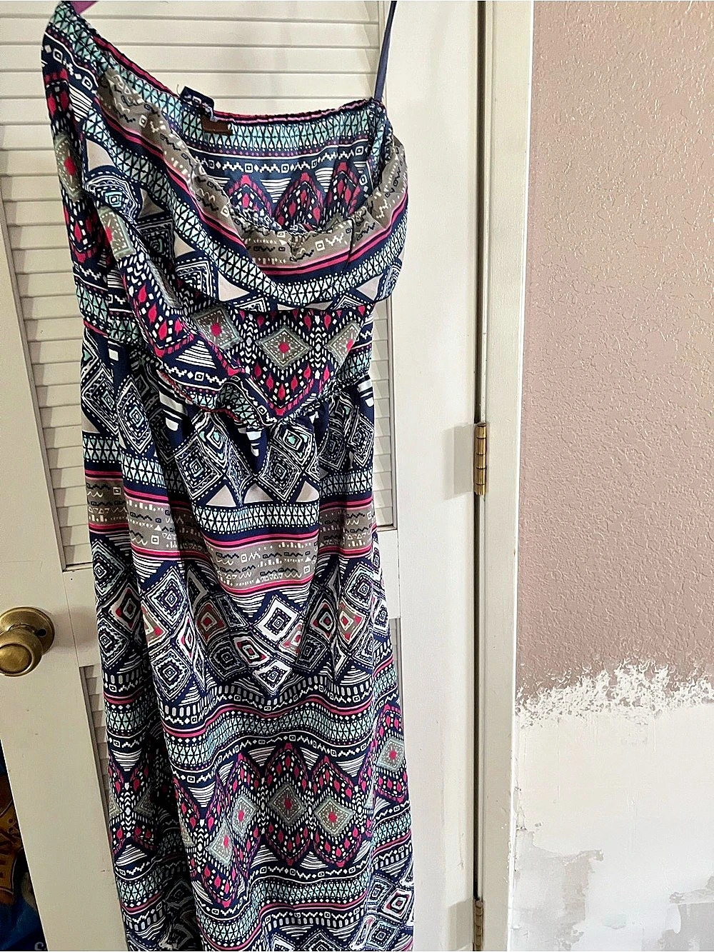 Women's Geometric Maxi Dress in Black & Red Like New